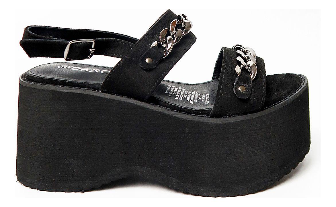 Sandalia Plataforma Mujer Moda Urbana Cadenas Metálicas-4