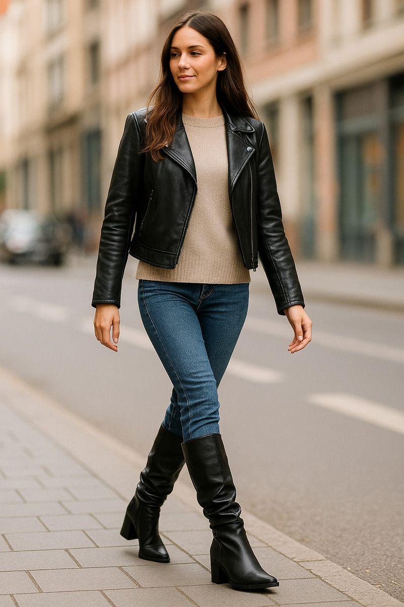 Bota Negra Ecocuero Media Alta-1