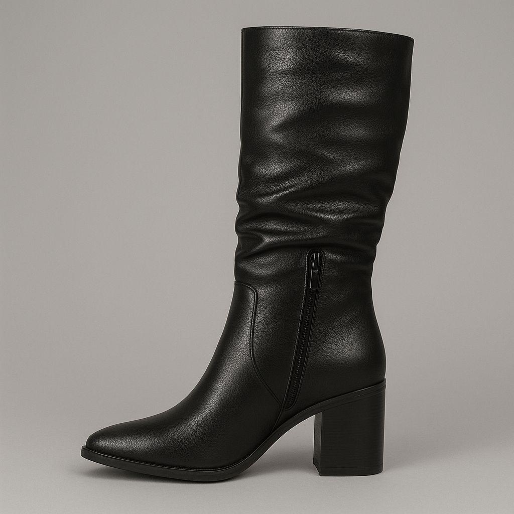 Bota Negra Ecocuero Media Alta-4