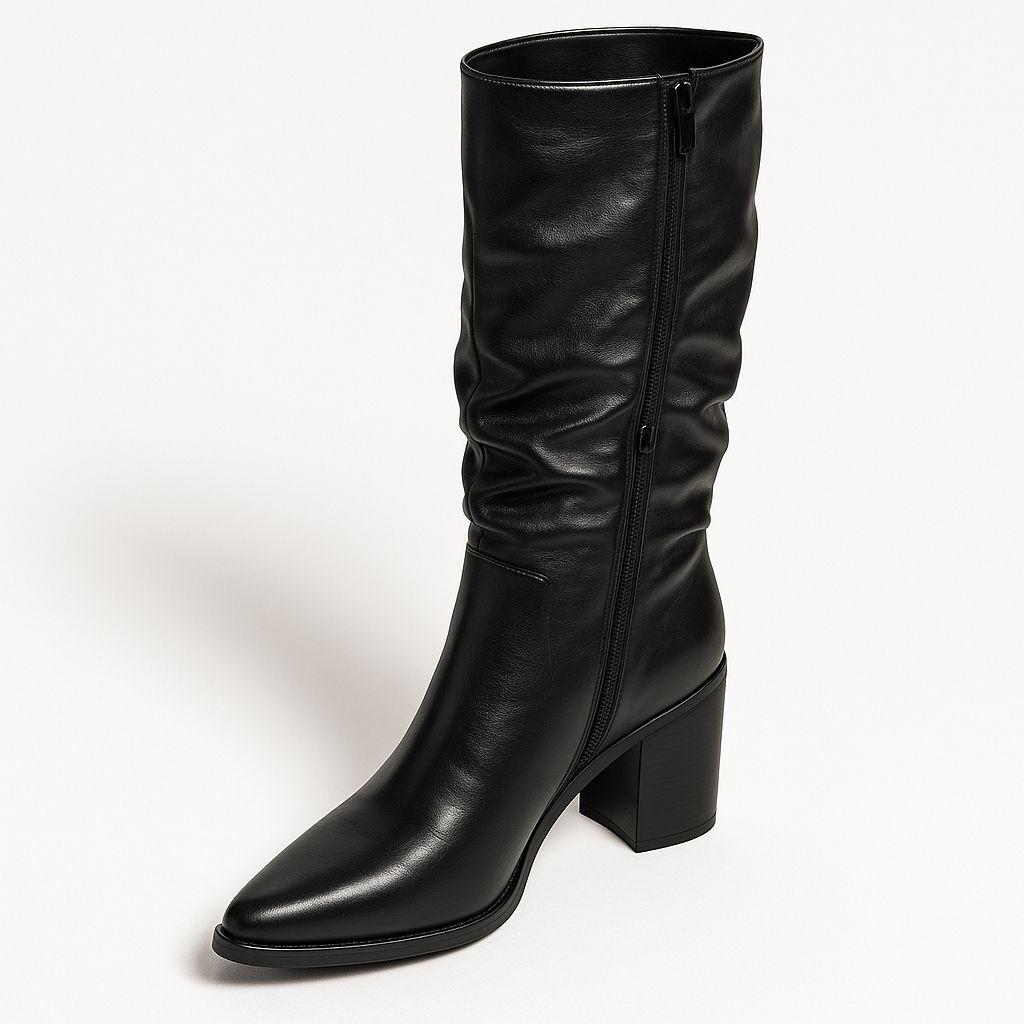 Bota Negra Ecocuero Media Alta-7