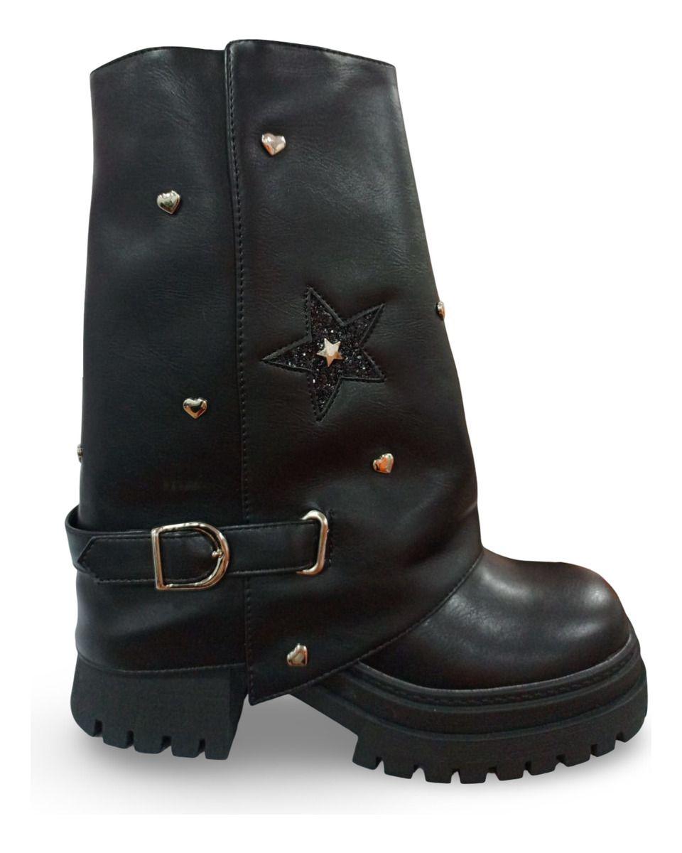 Botas Vaqueras O Texanas De Mujer Con Apliques Negras-0