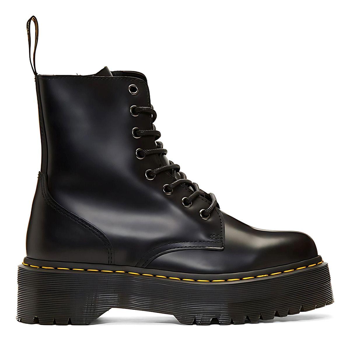 Botines Estilo D Marten S Plataforma Hombre E-cuero Negro-0
