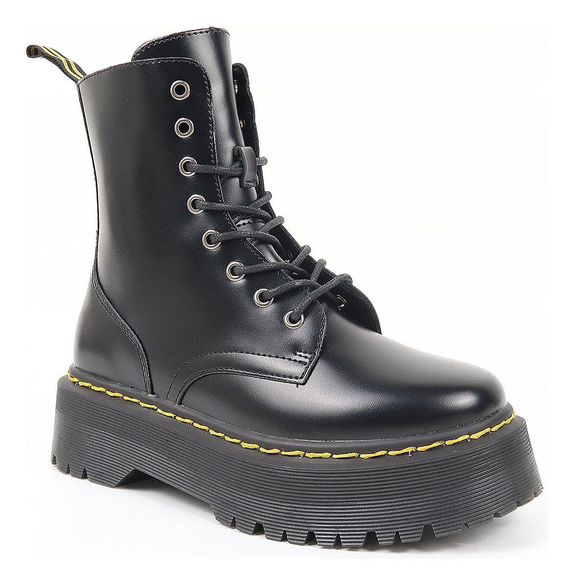 Botines Estilo D Marten S Plataforma Hombre E-cuero Negro-2