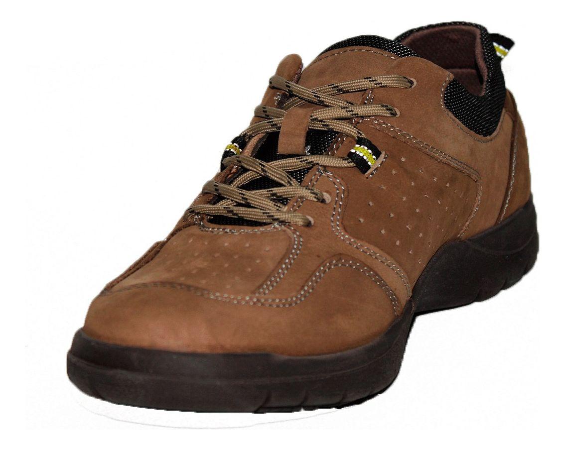 Zapato Casual Masculino Cuero Brown/kaki Thunder Blue-5