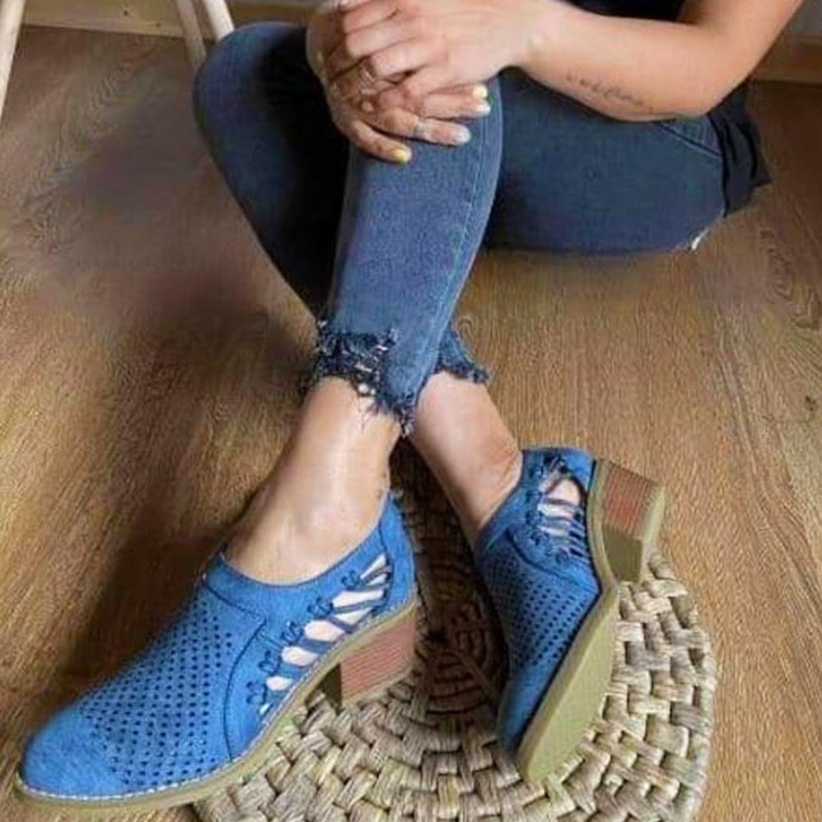 Clásicas Balerinas Con Taco Bajo Azul Navy-4