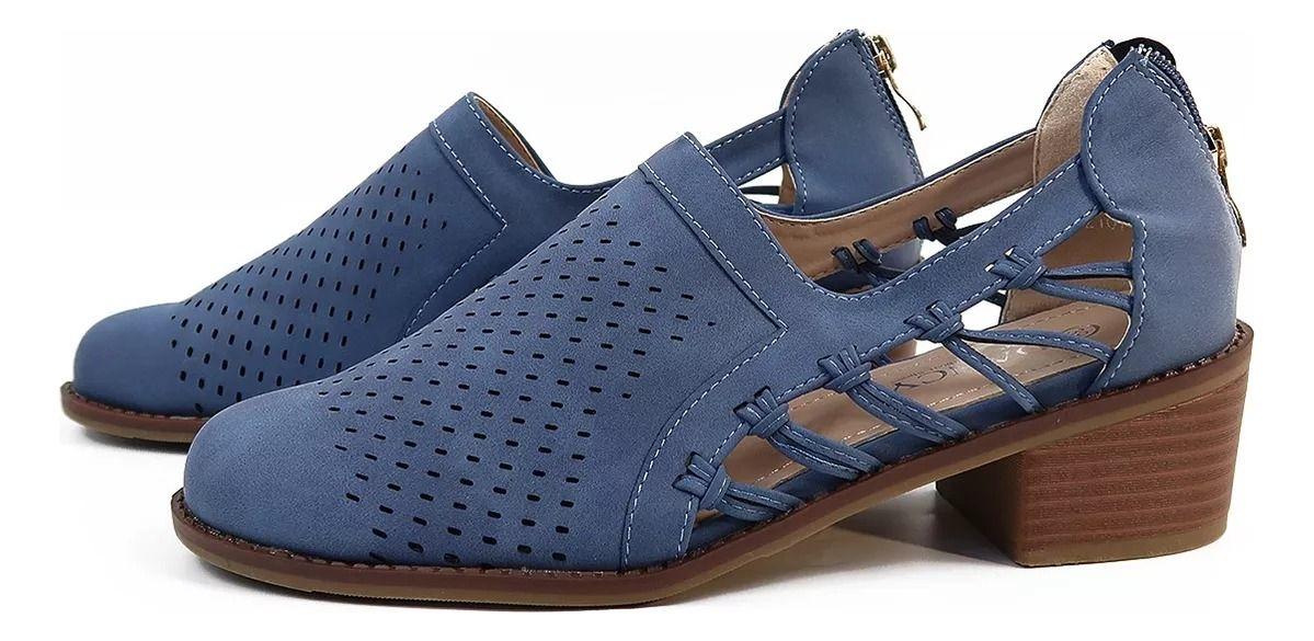 Clásicas Balerinas Con Taco Bajo Azul Navy-5