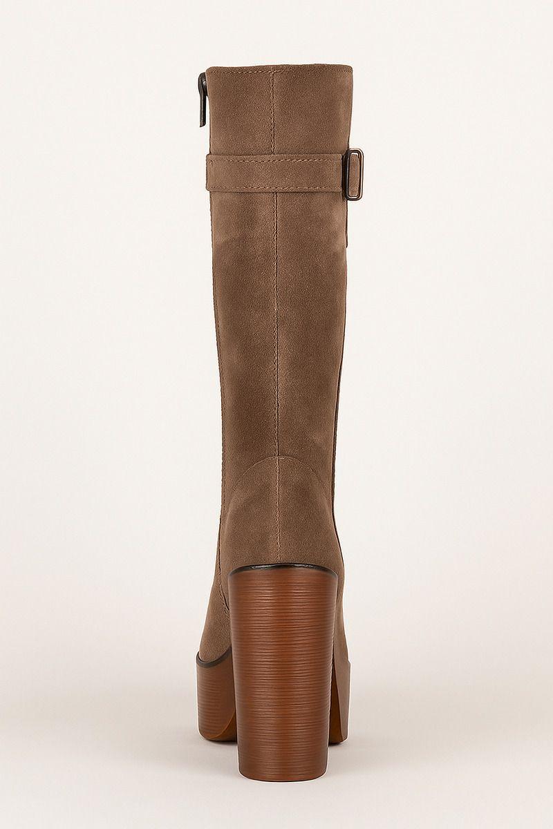 Bota Bucanera Con Taco Y Chiporro Invierno Camel Negro Khaki-5