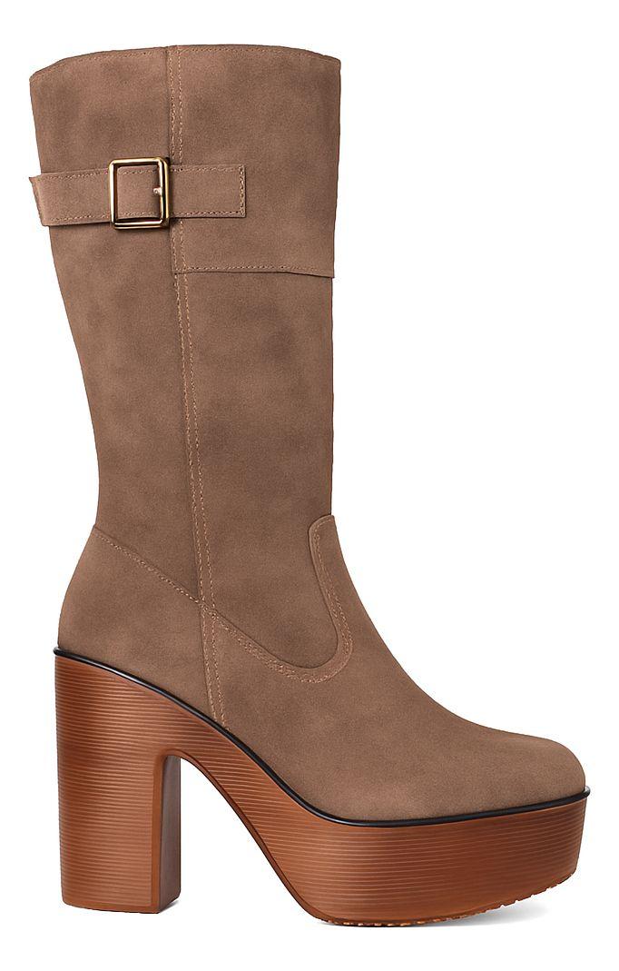 Bota Bucanera Con Taco Y Chiporro Invierno Camel Negro Khaki-7