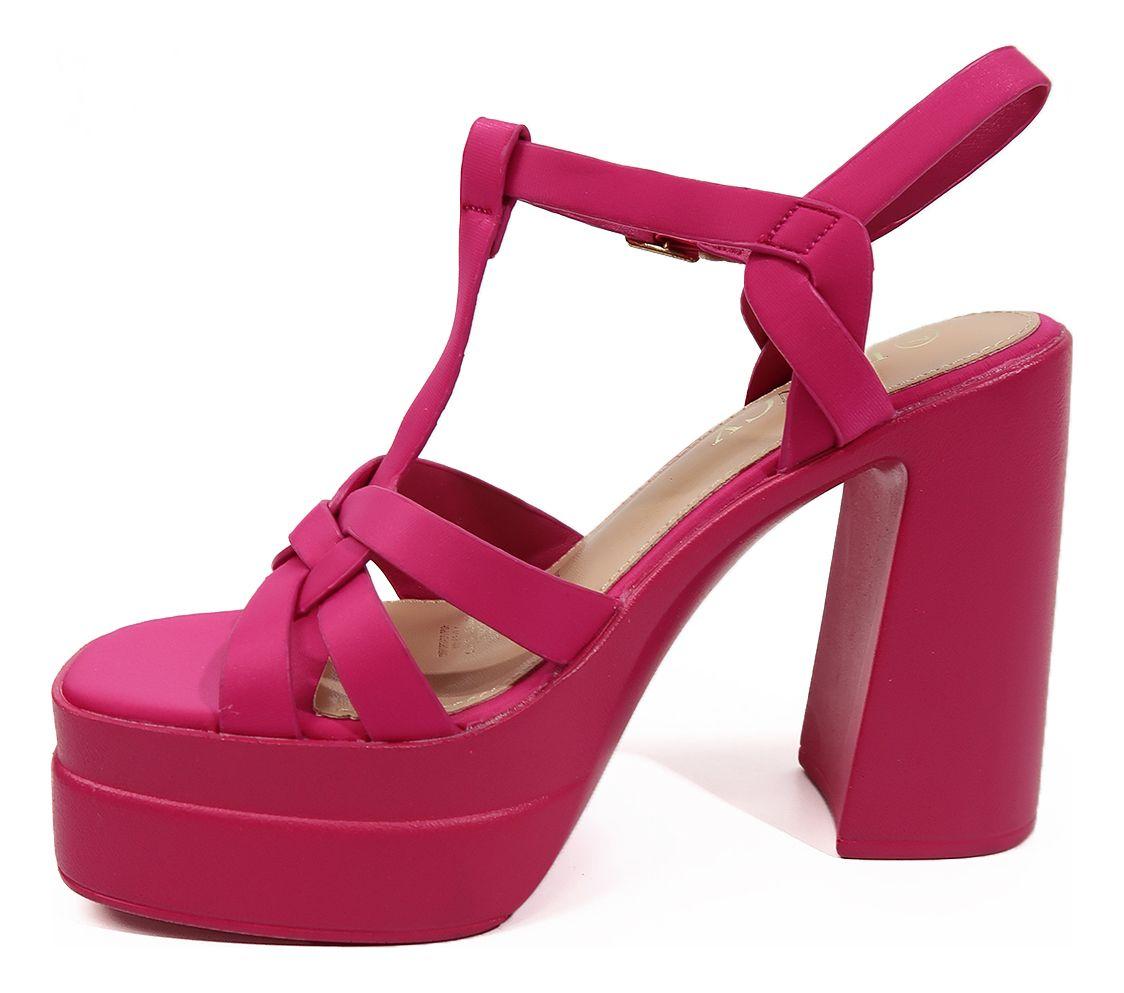 Sandalias Con Taco Abiertas Fucsia De Tres Tiras-0