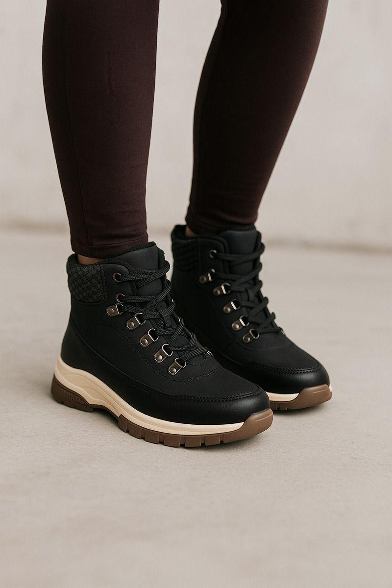 Botín Térmico Impermeable Outdoor Trekking Mujer Khaki Negro-1