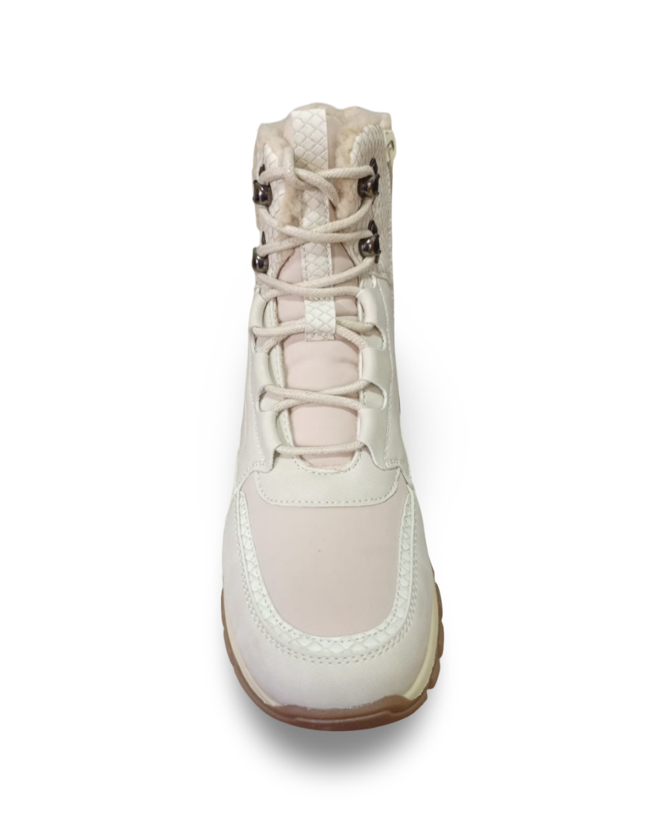 Botín Térmico Acolchado Negro Y Beige Pasadores Metálicos-4