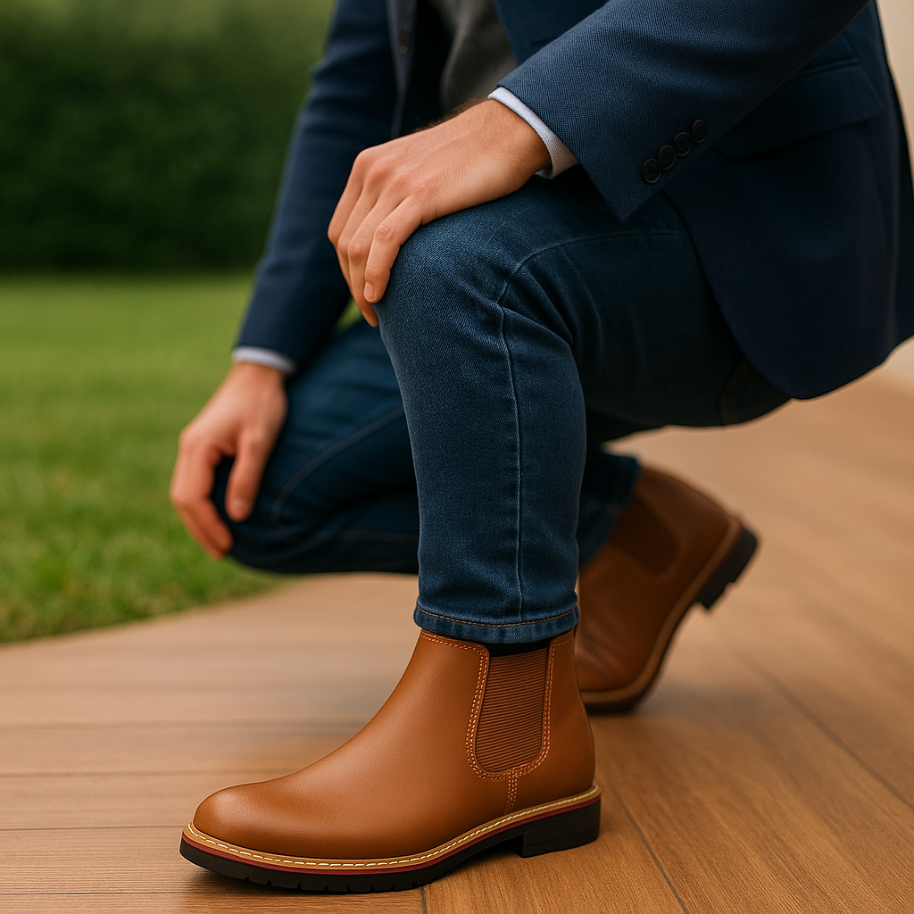 Botines de Cuero Autentico para Hombre Estilo Moderno y Resistente-1