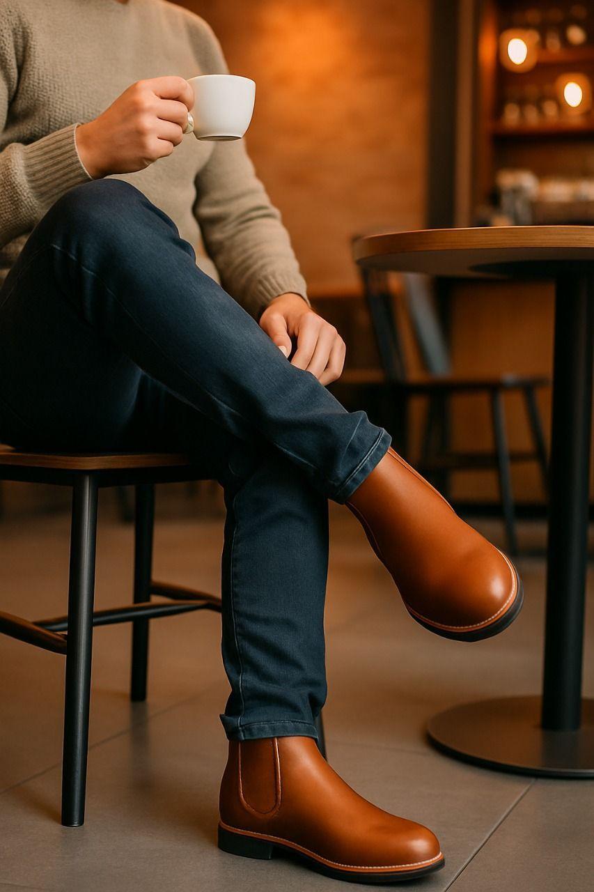 Botines de Cuero Autentico para Hombre Estilo Moderno y Resistente-2