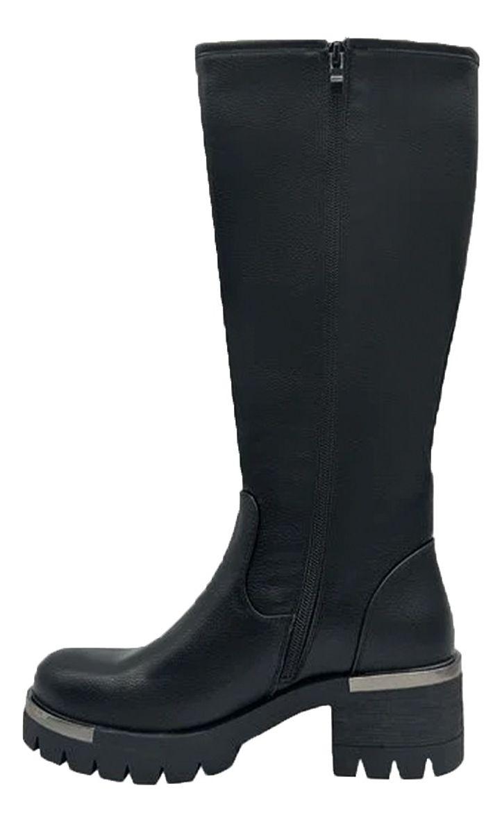 Bota Larga Mujer Casual Eco Cuero Moda Clasico-0