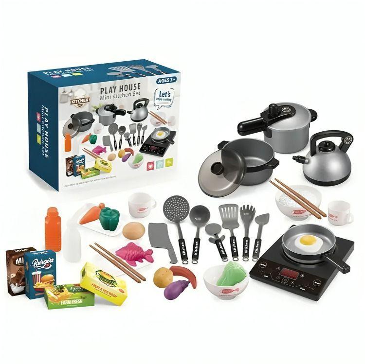 Set Juego De Cocina Elementos De Cocina Juguete Para Niña C/Plateado-1