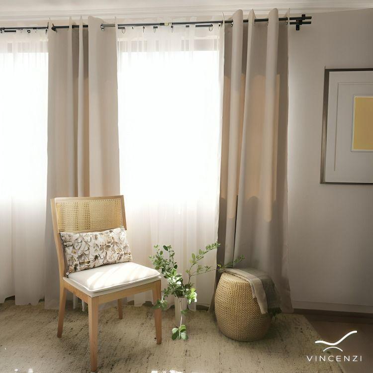 Cortina de Tela Velo Vincenzi 140x220 Beige-3