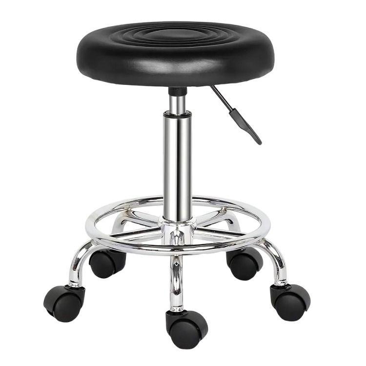 Taburete Piso Bar Ajustable Giratorio Con Ruedas-0
