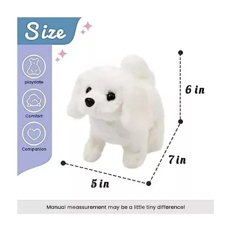 Perrito Blanco Camina y Mueve la cola. Tiene sonido, trae un hueso de accesorio-3