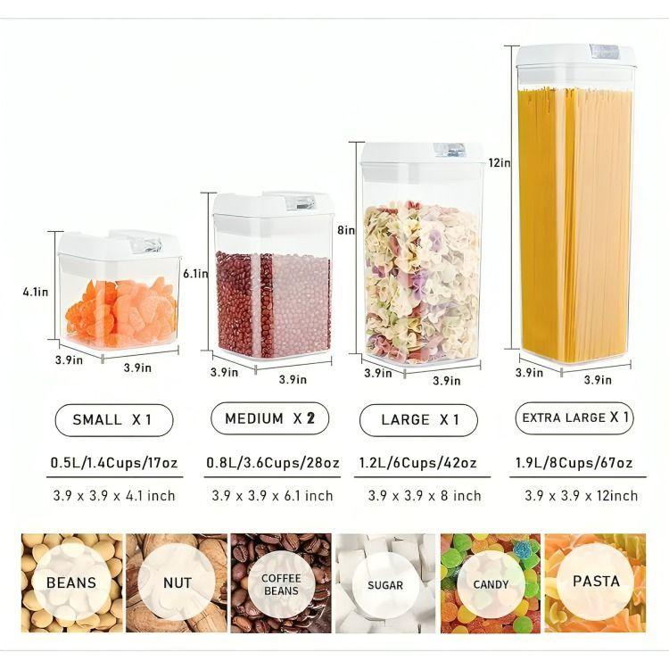 Set 5 Contenedores De Alimento Tapa Hermética Almacenamiento-3