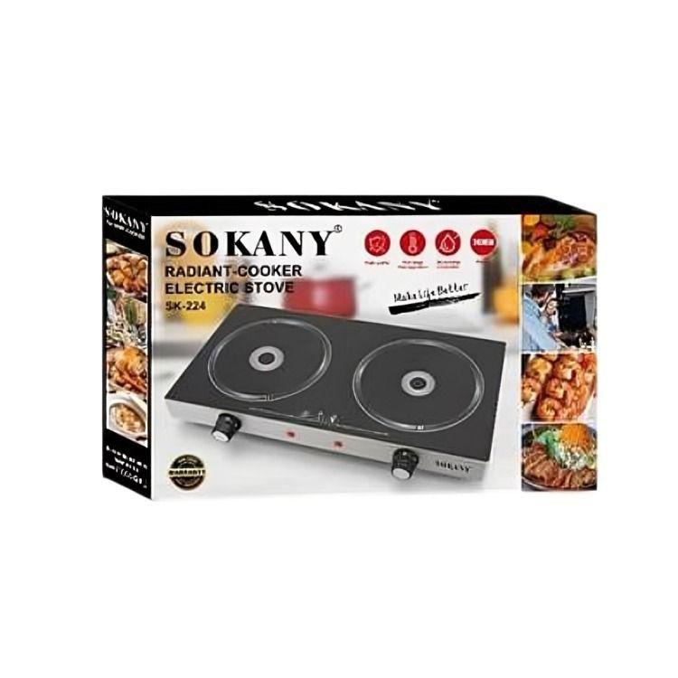 COCINA ELECTRICA 2 HORNILLA NEGRA VITROCERAMICA SOKANY SK-224-0