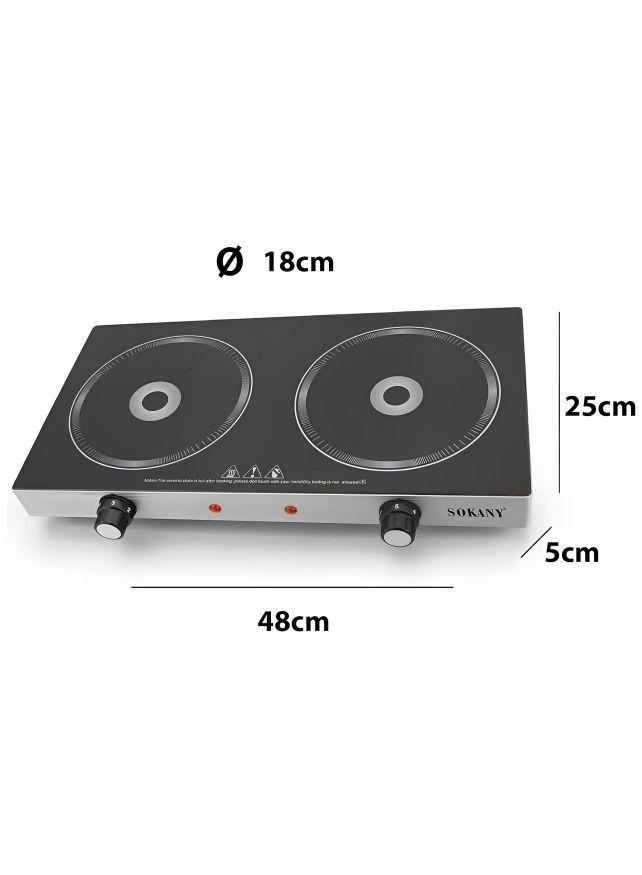 COCINA ELECTRICA 2 HORNILLA NEGRA VITROCERAMICA SOKANY SK-224-3