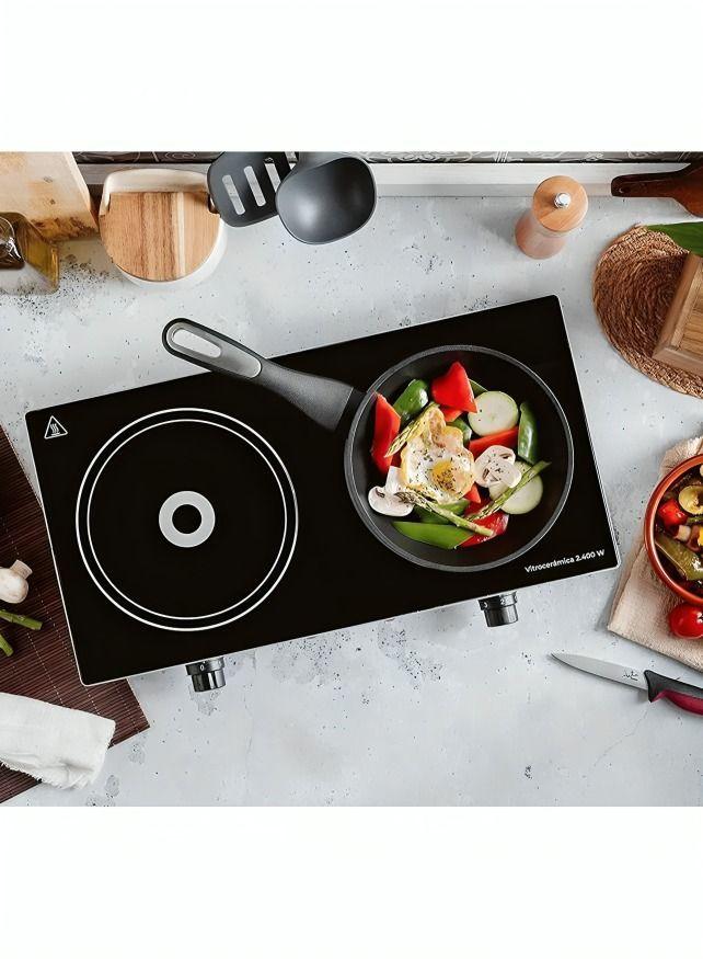 COCINA ELECTRICA 2 HORNILLA NEGRA VITROCERAMICA SOKANY SK-224-4