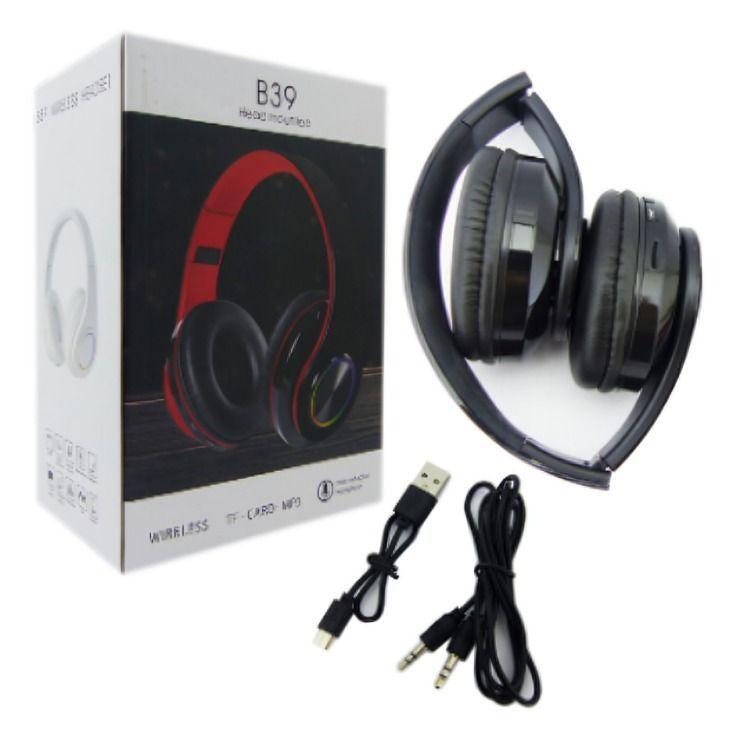 AUDIFONO CINTILLO BLUETHOOTH OD B39 CON LUZ LED RECARGABLE -2