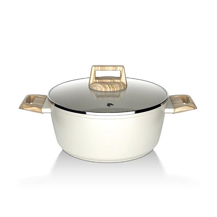 Bateria Cocina 14 Pzs  Aluminio Forjado Antiadherente Flow Beige-4