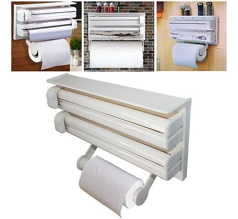 Porta Rollo Toalla Nova Triple Dispensador Cocina Alusa Film-2