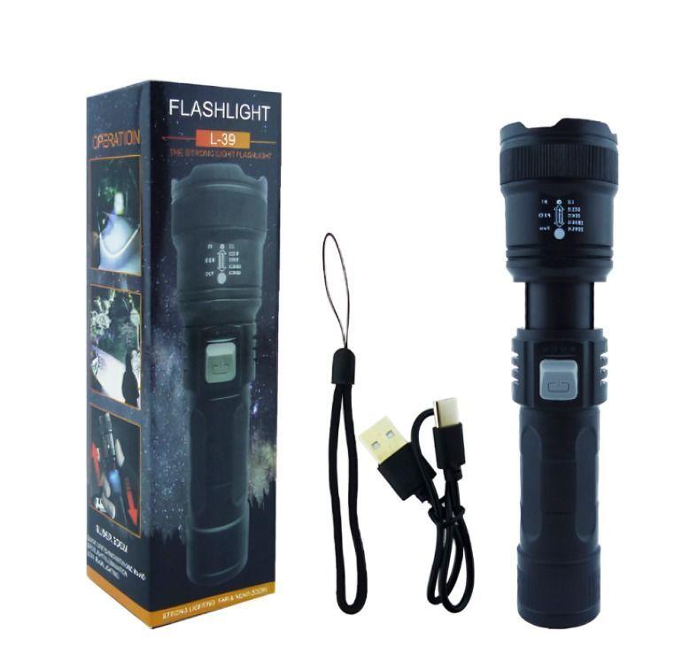 LINTERNA LED 1 LED CON ZOOM MOD L39 PVC RECARGABLE USB-3