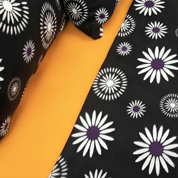 Sábanas Polar Composé 1.5 Plazas / Flor Negro Salmón – Doral-2