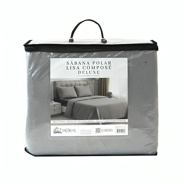 Sábanas Polar Lisa Composé 2 Plazas / Bicolor Gris – Doral-2