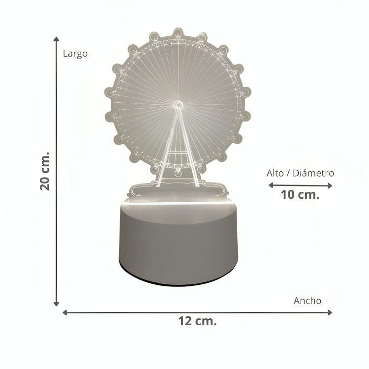 Lámpara LED De Mesa 3D USB Luz Rueda Fortuna-2