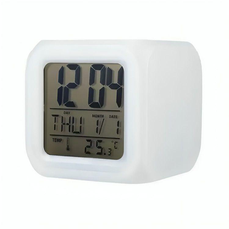 Reloj Cubo Led Despertador Digital Cambia Color-0