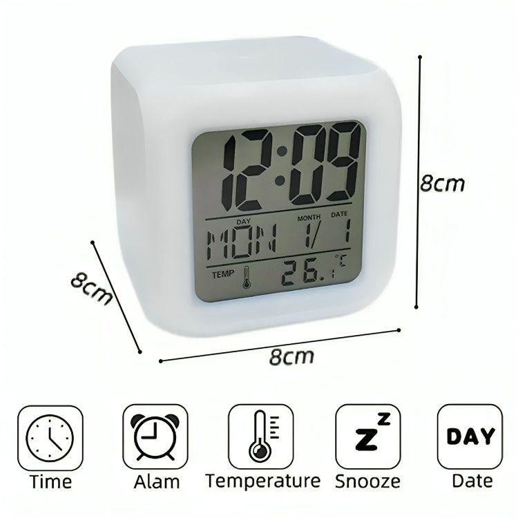 Reloj Cubo Led Despertador Digital Cambia Color-2