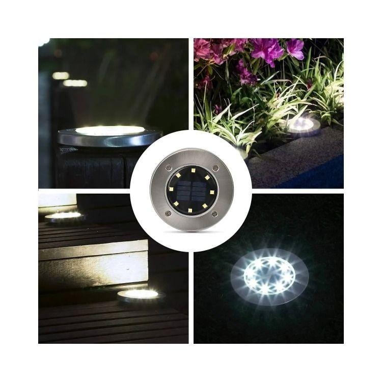 Pack X4 Luz Solar 8 Led Con Estaca Exterior Jardin-2