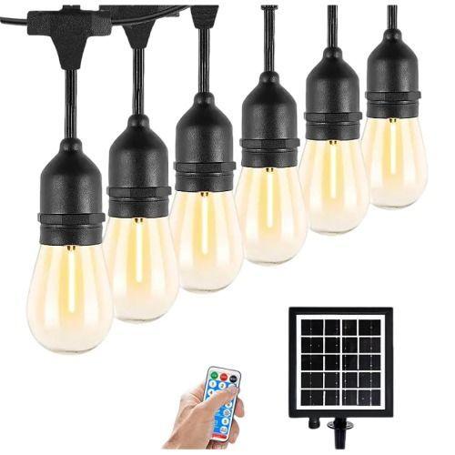 Guirnalda 10 Metros Panel Solar Con 10 Ampolletas Led Calida-1
