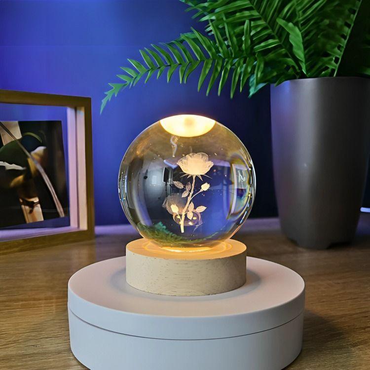 Lampara Bola De Cristal LED Rosa-2