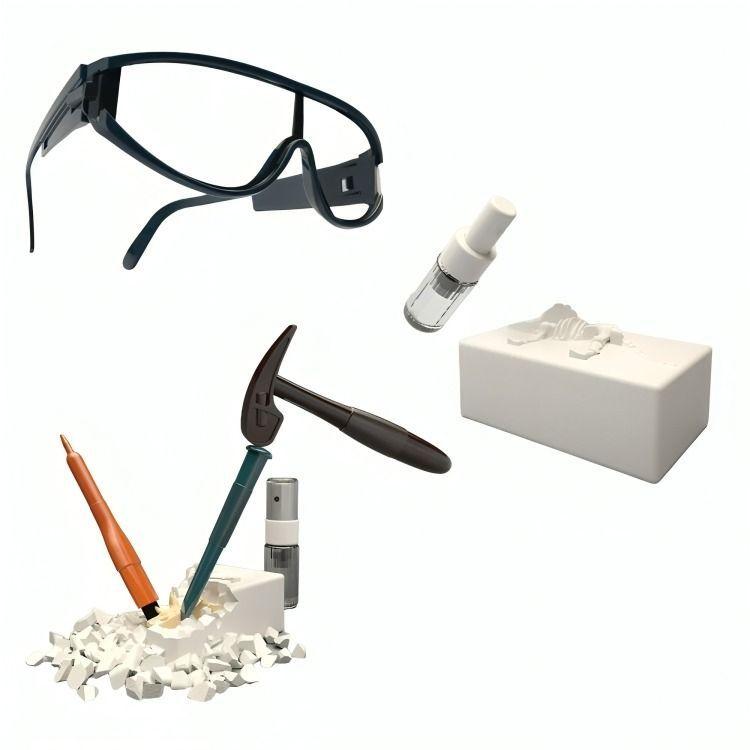 Juego de Excavación Fósiles Dinosaurio 6en1 con Herramientas-1