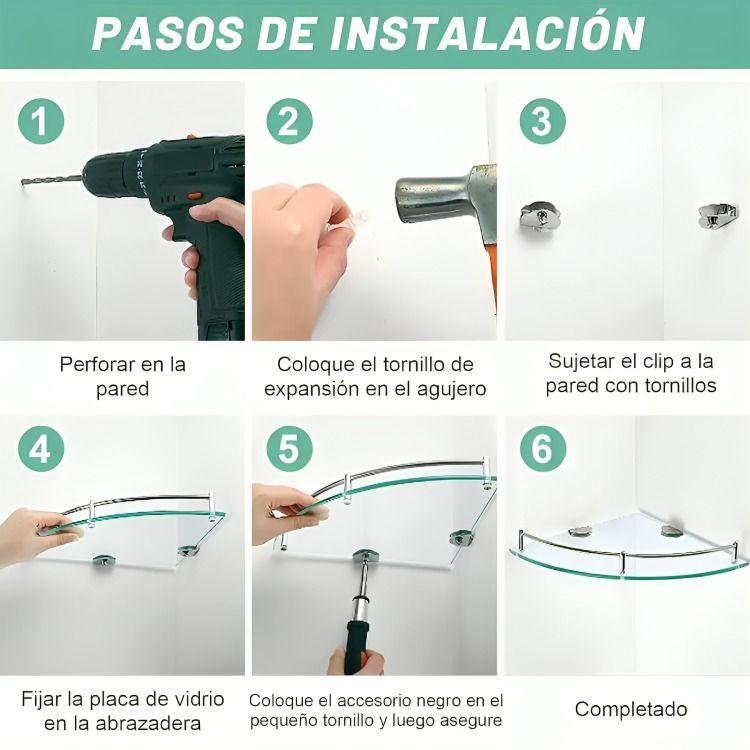Pack 4 Organizador Repisa Esquineras De Vidrio Ducha Estante-5