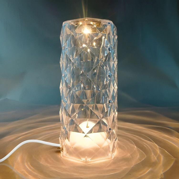 Lámpara De Acrílico Rosa Diamante Táctil-3