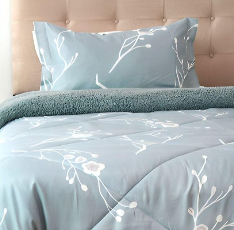 Plumón Estampado Deluxe Sherpa 1,5 Plazas / Ramas Celeste – Doral -2