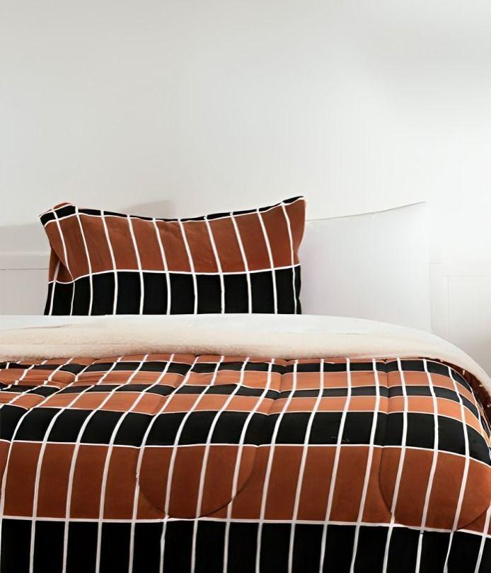 Plumón Coral Sherpa Estampado 1,5 Plazas / Cuero – Mashini 180×240 cm.-3