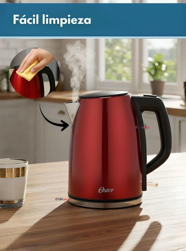 Hervidor eléctrico Oster  Acero Inoxidable 1700 ml Rojo  BVSTKT673CR -2