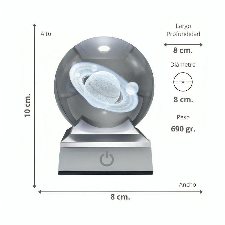 Bola de Cristal LED RGB Diseños 3D Multicolor Saturno-3