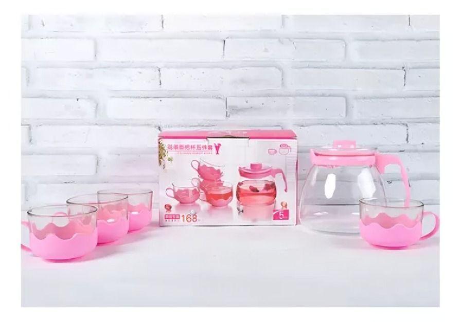 TETERA DE VIDRIO CON SET 4 TAZAS -2