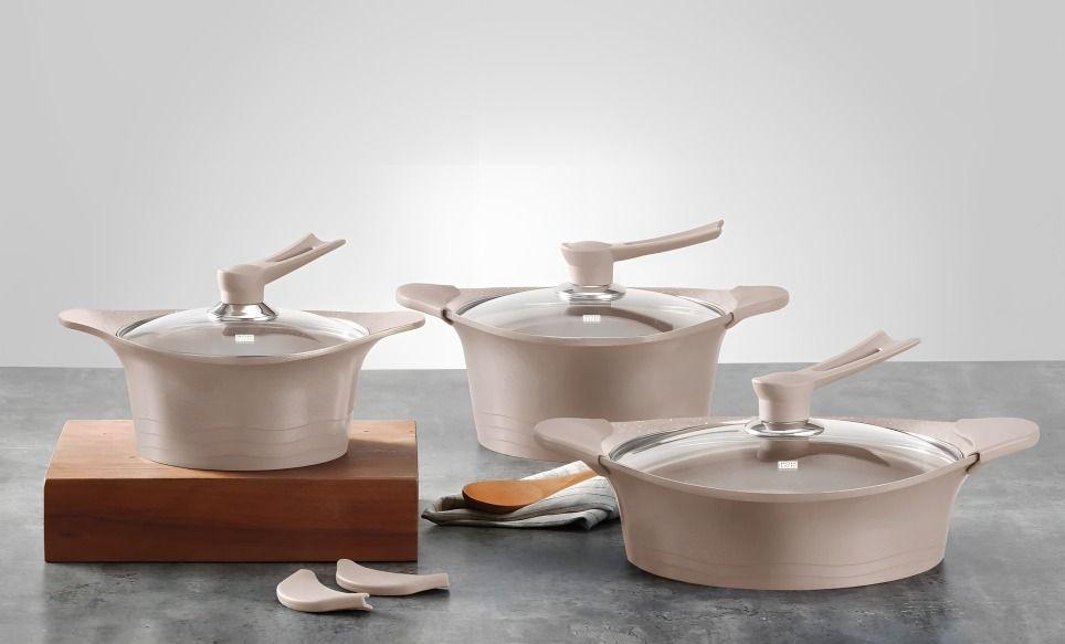 Batería Cocina 6 Piezas Aluminio Fundido Beige BOHLIER 2.2-2