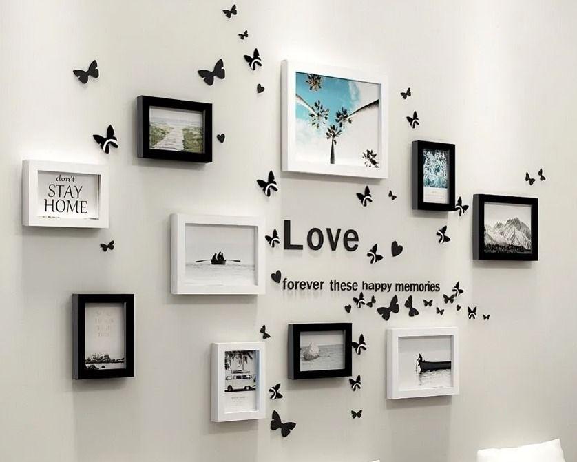 Set Marcos Foto Decorativo Pared 10 Piezas + Pegatinas-2