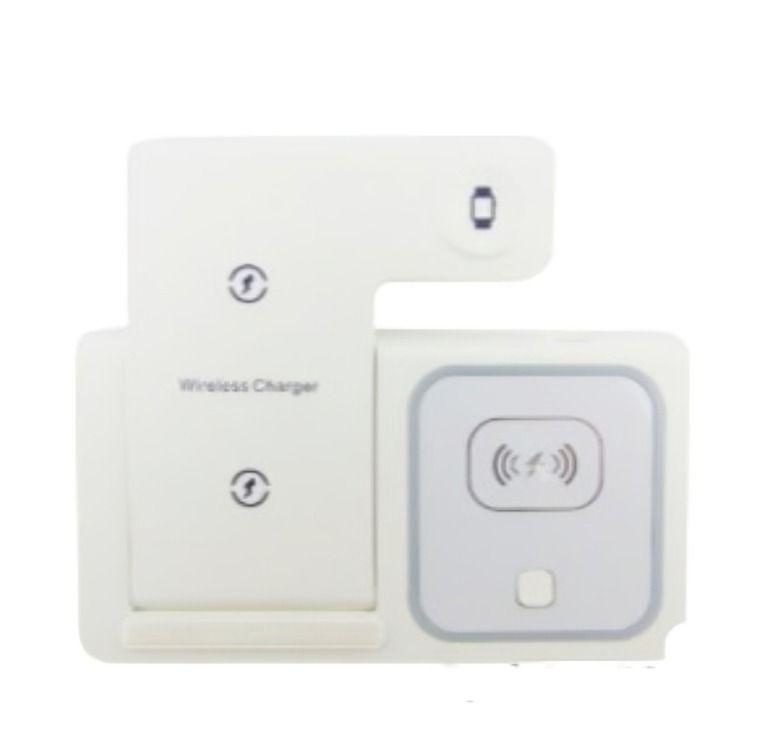 BASE DE CARGA INALAMBRICA 3 EN 1 IDEAL PARA CARGAR SMARTPHONE AUDIFONOS RELOJ -0