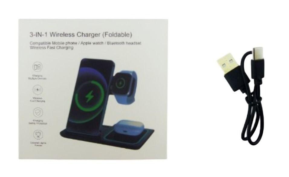 BASE DE CARGA INALAMBRICA 3 EN 1 IDEAL PARA CARGAR SMARTPHONE AUDIFONOS RELOJ -1